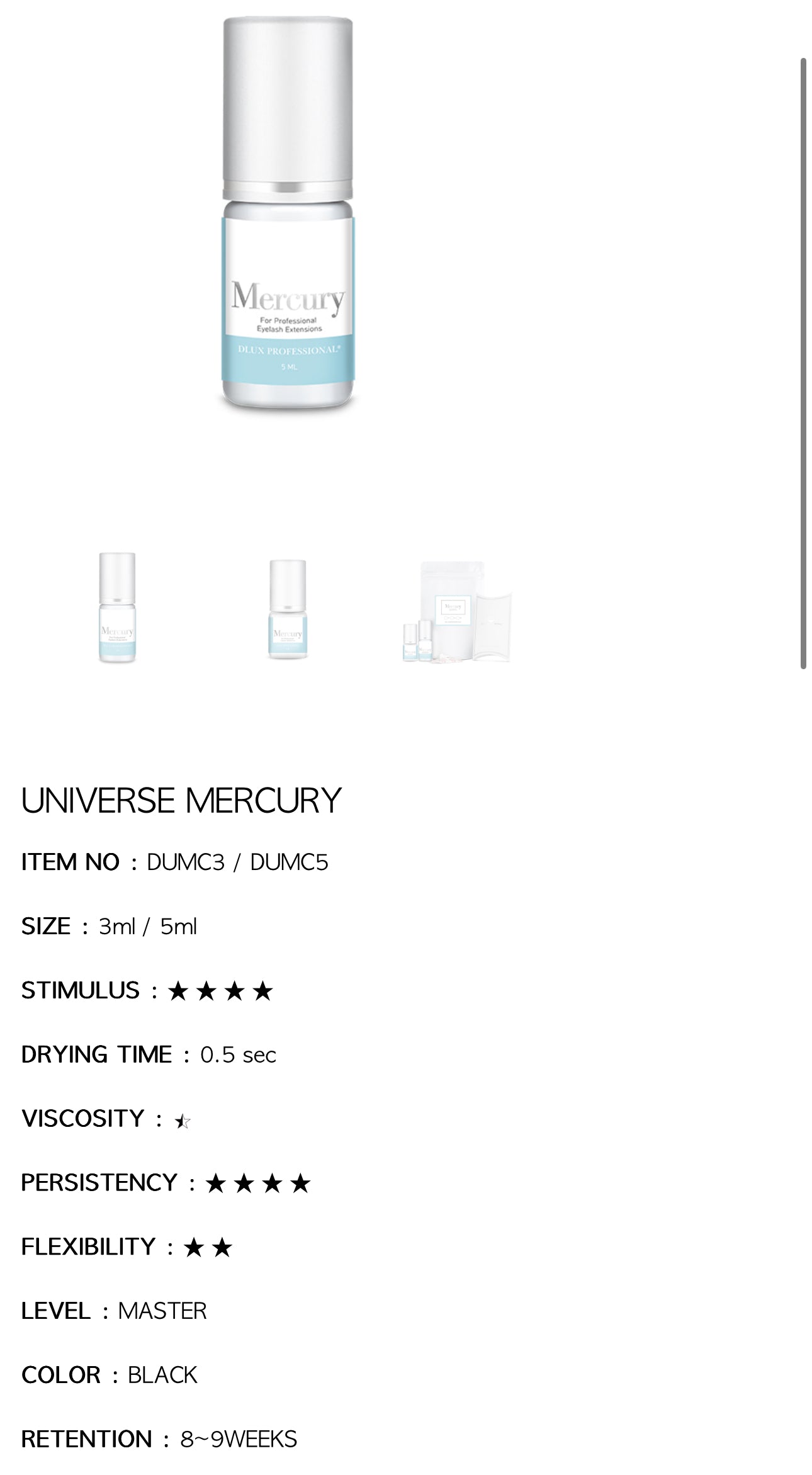 UNIVERSE Professional Lash Glue MERCURY 3ml