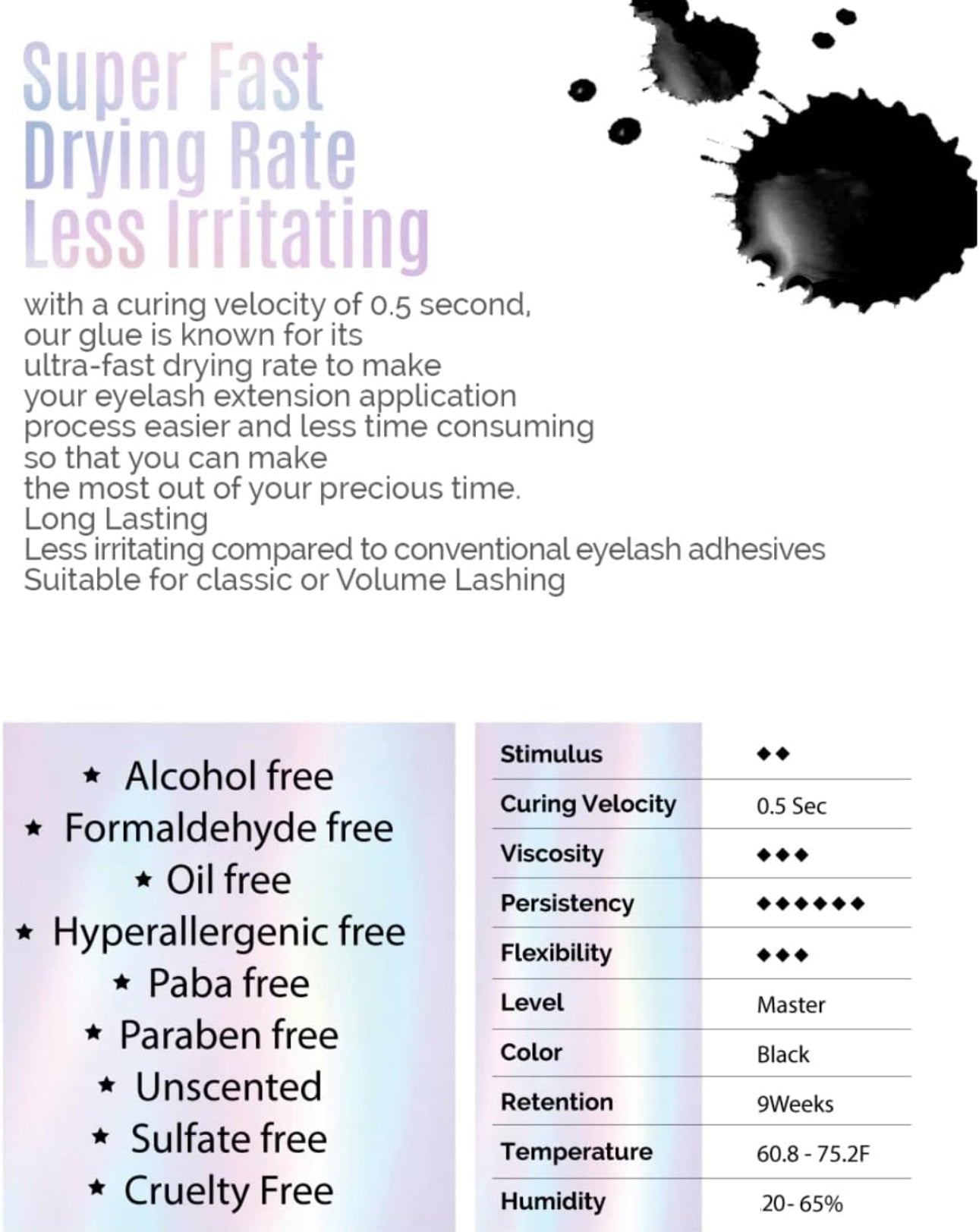 Lash glue low humidity